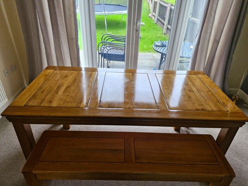 Rectangular wood dining table - dining,