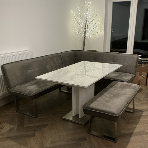 Grey white corner bench - grey, &
